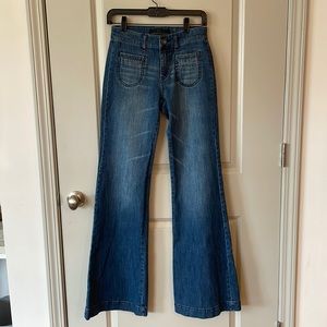 High waisted slightly flared boot cut jeans